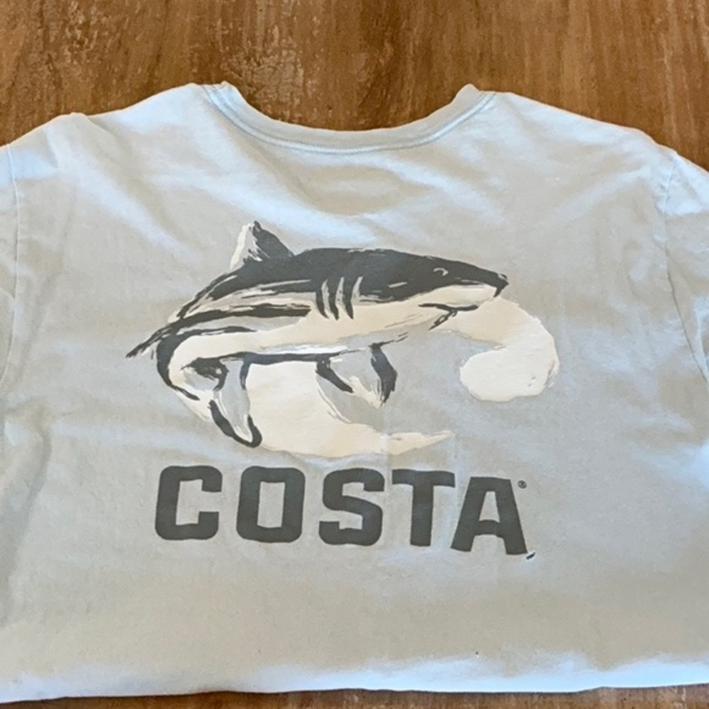 Costa Del Mar‎ Light Blue Graphic T-Shirt Mens Small Fishing Logo S S/S Tee